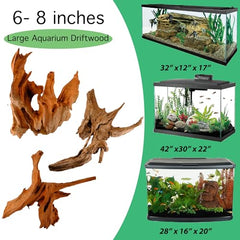 Azil madera flotada natural con ramas, ideal para acuario.