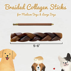AZRAPAWS palillos de colágeno trenzados para perros grandes, masticación intensa.