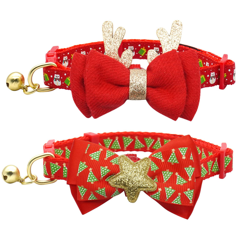 Collar azuza para gato Navidad con campanas, ideal para fotos festivas.
