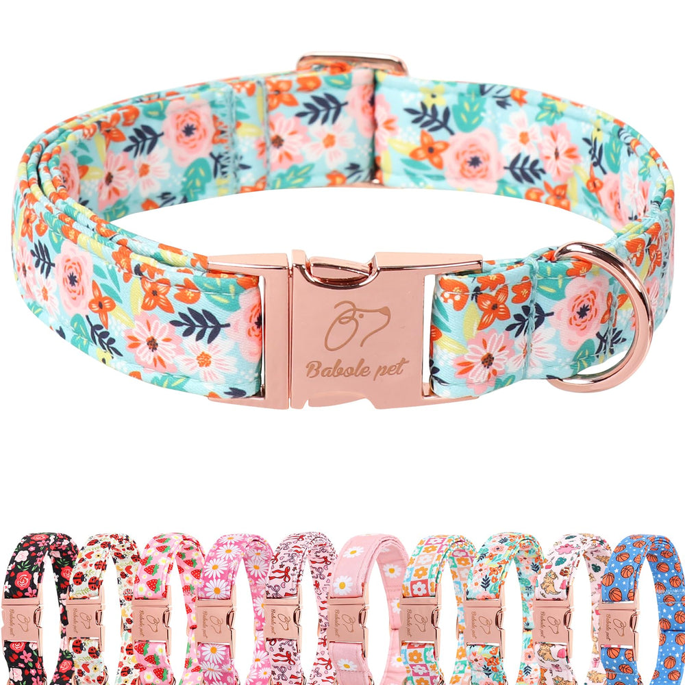 Collar Babole Pet floral veraniego para perros pequeños, cómodo para paseos.