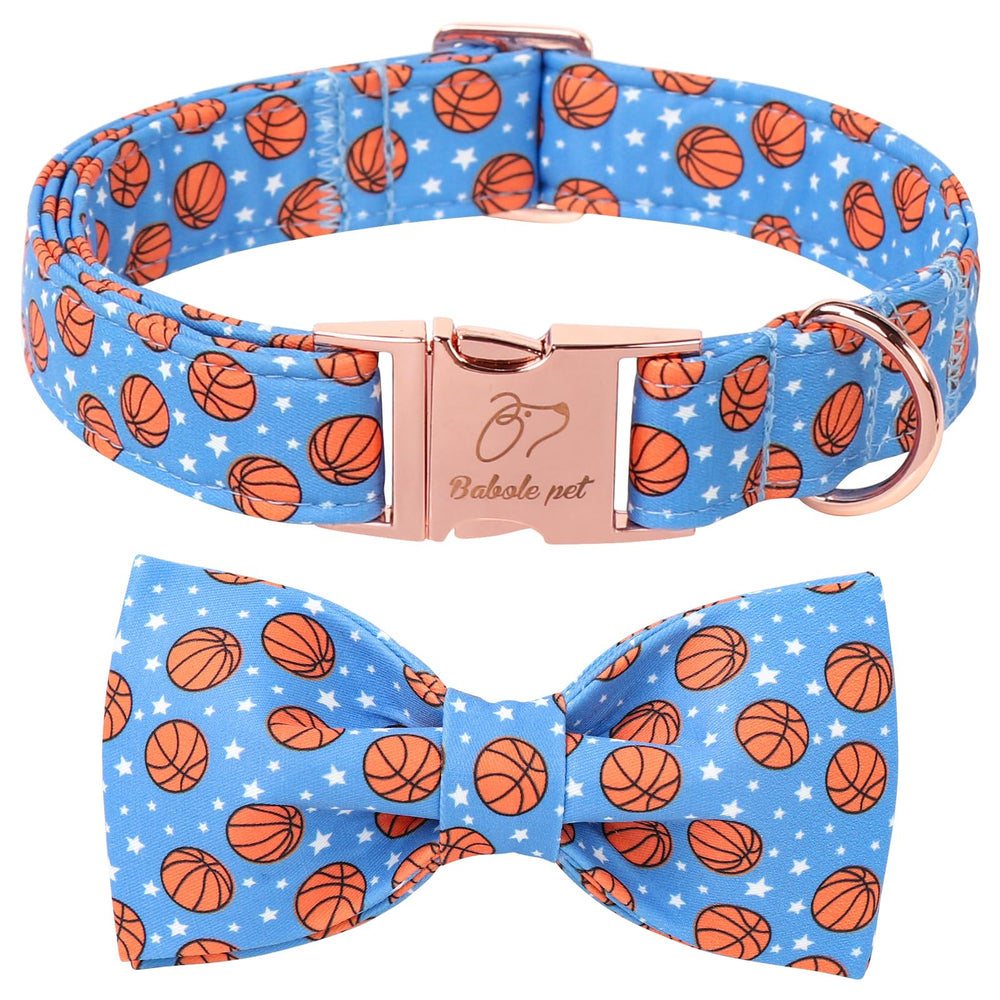 Collar Babole Pet con lazo azul de estilo baloncesto para perros de todas las tallas.
