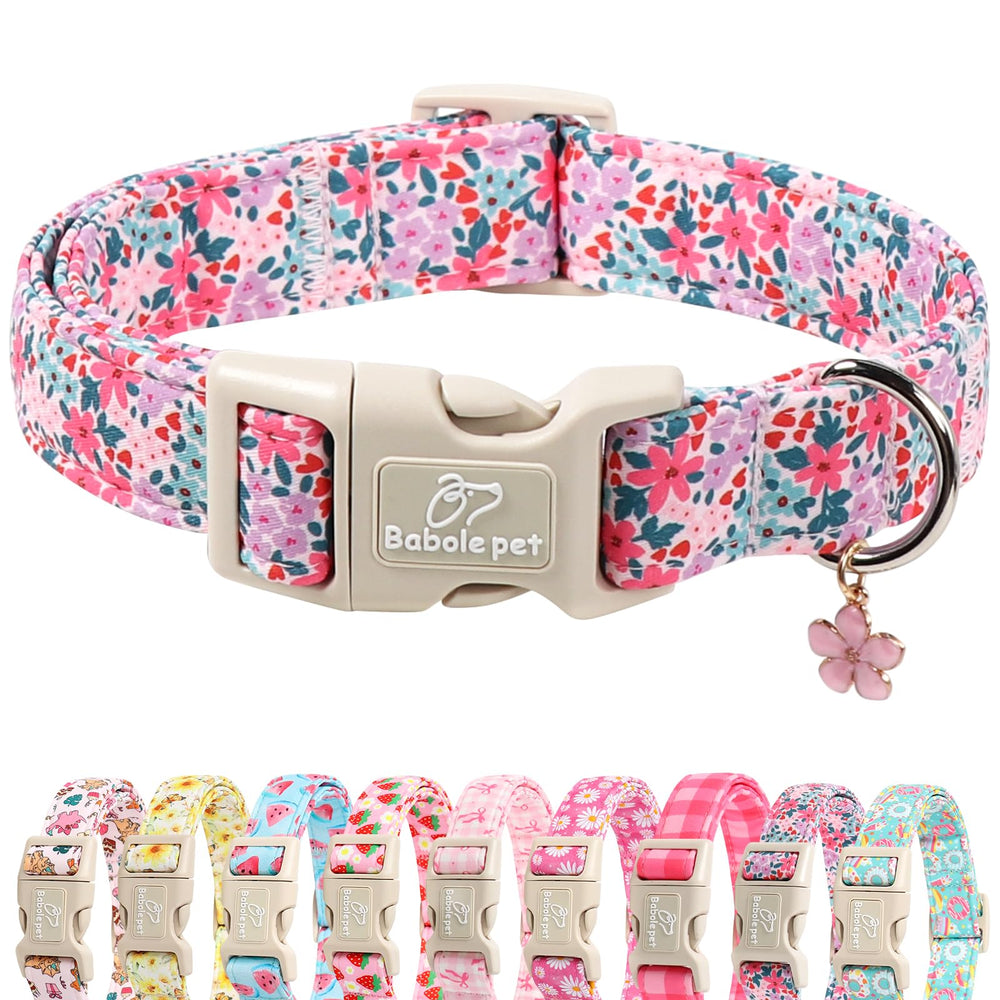 Babole Pet collar perro floral pastel para paseos con estilo y comodidad.