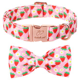 Collar Babole Pet con lazo de fresa para paseos con estilo y confort.