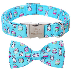 Collar Babole Pet con pajarita azul para Pascua, estilo festivo para fotos.