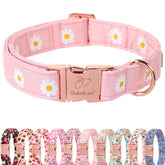 Collar Babole Pet rosa con daisy, primer plano para paseos de primavera con estilo