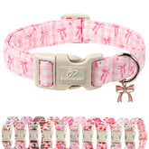 Babole Pet collar rosa a cuadros con lazo, ideal para sesiones de fotos