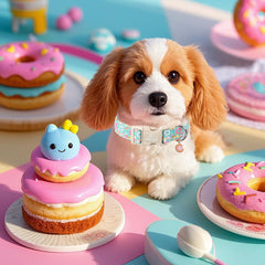 Collar Babole Pet con diseño de torta mint, perfecto para sesiones de fotos