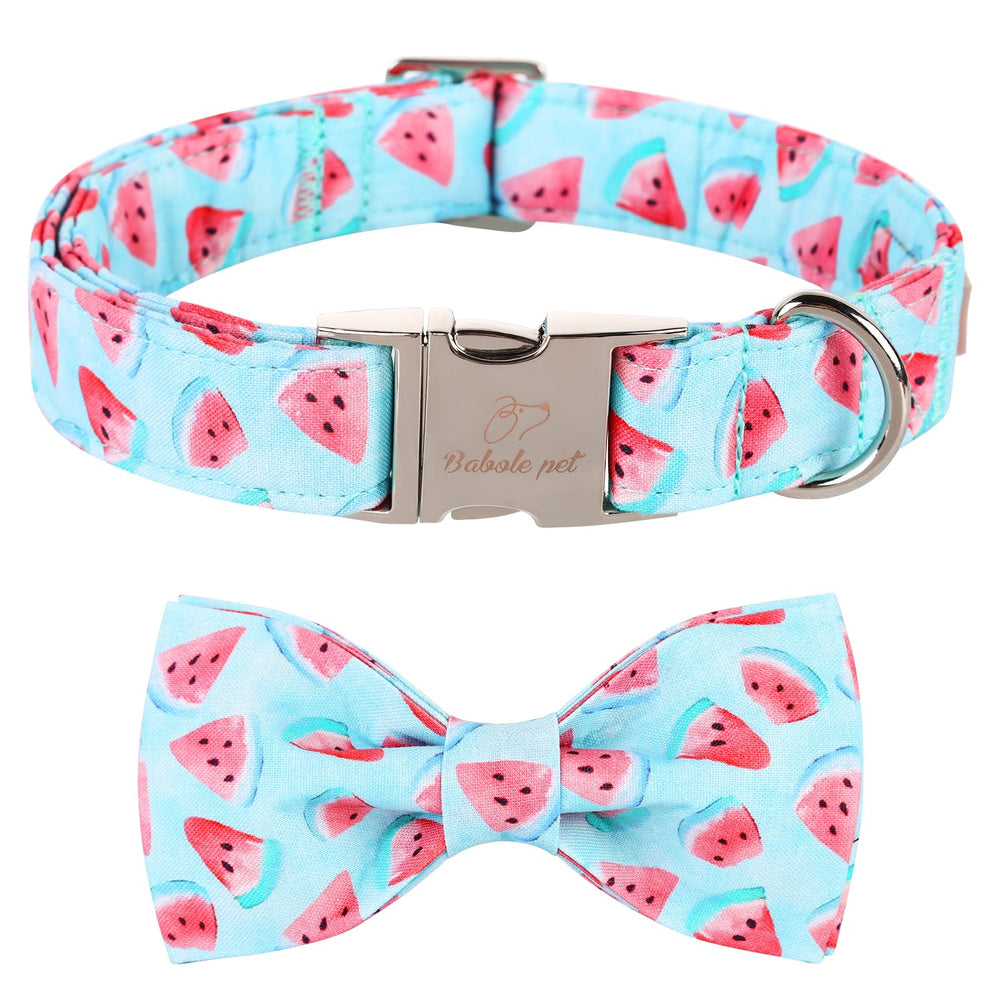 Collar Babole Pet verano con lazo sandía, cómodo para paseos veraniegos