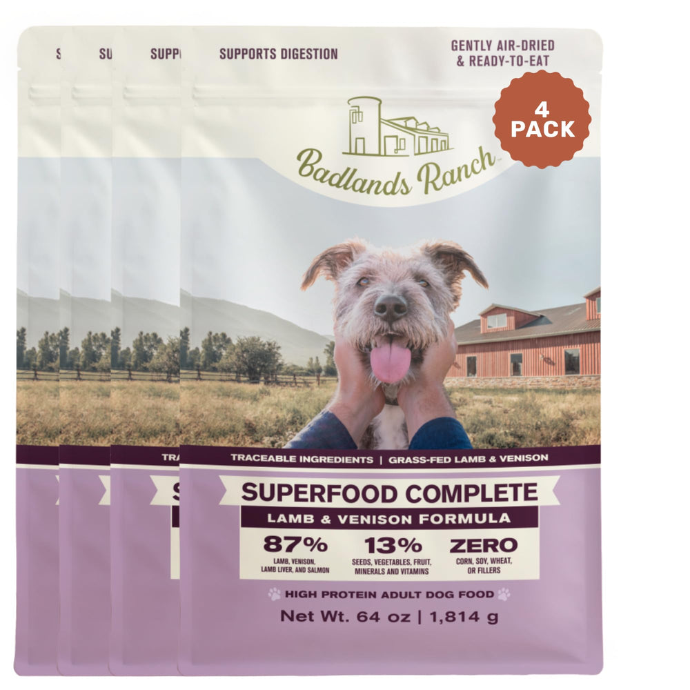 BADLANDS RANCH paquete de alimento para perro cordero y venado, nutrición práctica