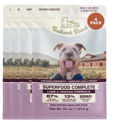 BADLANDS RANCH paquete de alimento para perro cordero y venado, nutrición práctica