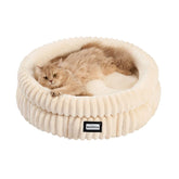 BALANCE Cama para gato redonda con borde alto para soporte del cuello.