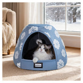 BALANCE cama para gatos interior 2 en 1 con cueva azul para descanso cálido