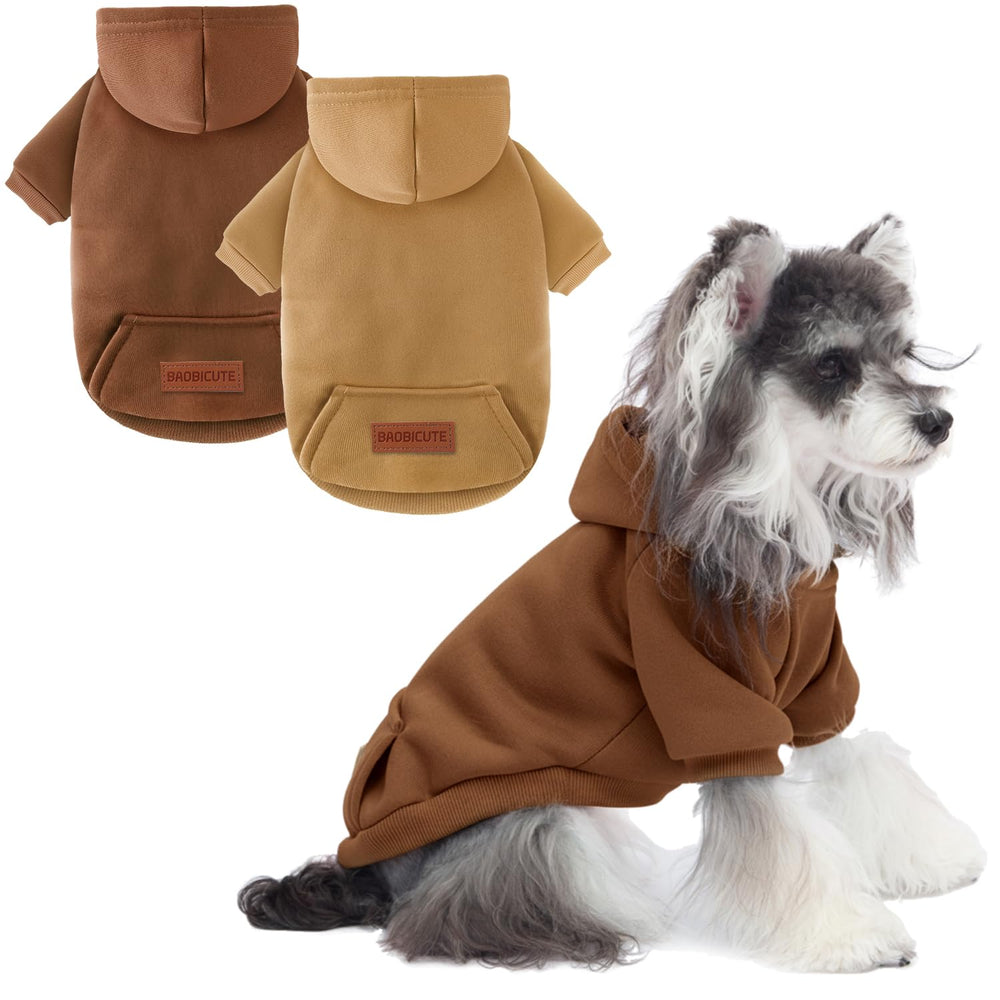 Baobicute doble sudadera capucha frente: suéter cálido para paseos fríos con perros pequeños.
