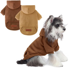 Baobicute doble sudadera capucha frente: suéter cálido para paseos fríos con perros pequeños.