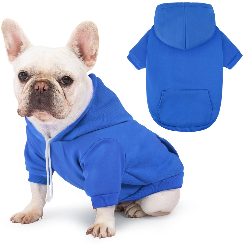 BAOBICUTE sudadera para perros con capucha azul mantiene a tu mascota caliente.