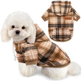 Baobicute sudadera para perro con capucha caqui a cuadros, abrigo cálido para días fríos