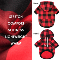 Baobicute sudadera perro detalle de cuadros rojo para salidas diarias