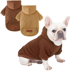 Baobicute sudadera para perro, vista frontal con capucha, ideal para paseos fríos.