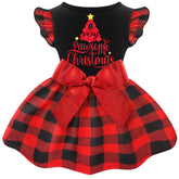 Baobicute vestido navideño para perro con volantes, ideal para fotos festivas.