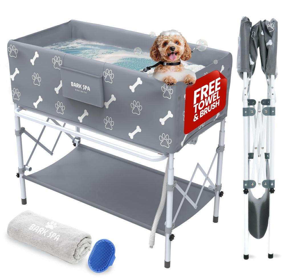 Bark Spa: tina para perro elevada, lavado cómodo desde cualquier ángulo.