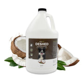 Bark2Basics acondicionador para perros, botella derramando, ayuda a reducir la muda.