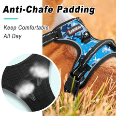Arnés BarkBay trasero con clip y reflectantes para paseos nocturnos.