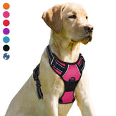 BARKBAY arnés sin tirón con clip frontal en rosado, ideal para paseos controlados.
