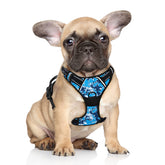 BarkBay arnés sin tirones con paso azul camuflaje para paseos cómodos.