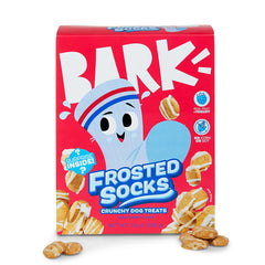 BarkBox Frosted Socks sabor yogur y bayas con frutas reales, merienda deliciosa.