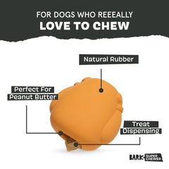 Juguete BarkBox de pavo relleno con dispensador de golosinas para premias.