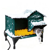 BarkBuddy casa gato caliente exterior, refugio impermeable para clima lluvioso.