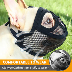 Bozal Barkless para perro de hocico corto, ajustable y comodo en visitas al veterinario