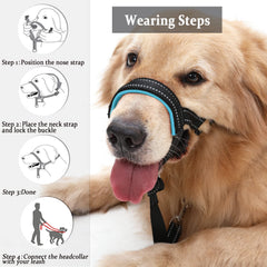 BARKLESS collar de cabeza con herrajes reforzados para mayor durabilidad.