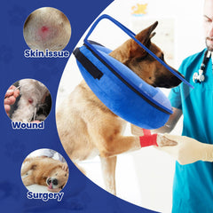 BARKLESS collar inflable en forma de rosquilla, evita mordidas sin bloquear la vista del perro.