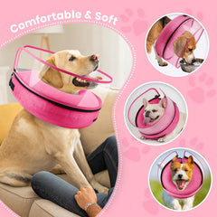 Válvula de inflado visible en el cono rosa de Barkless para ajustar firmeza