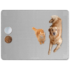 Bartuke mat gris para comida de gato, amplio espacio para cuencos.