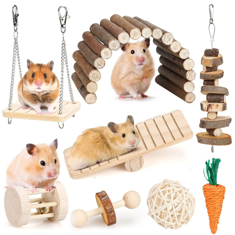 BBjinronjy Juguetes molares para hamster: columpio-puente, fomenta juego activo y desgaste natural