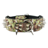 Bbmmayy collar para perro de cuero sintético con tachas, estilo camuflaje para paseo seguro.