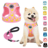 arnés BEAUTYZOO para perro pequeño en color rosa con patos, cómodo y ajustable para paseos