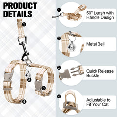 Correa BEAUTYZOO para gato con bungee de 59 pulgadas para control suave.