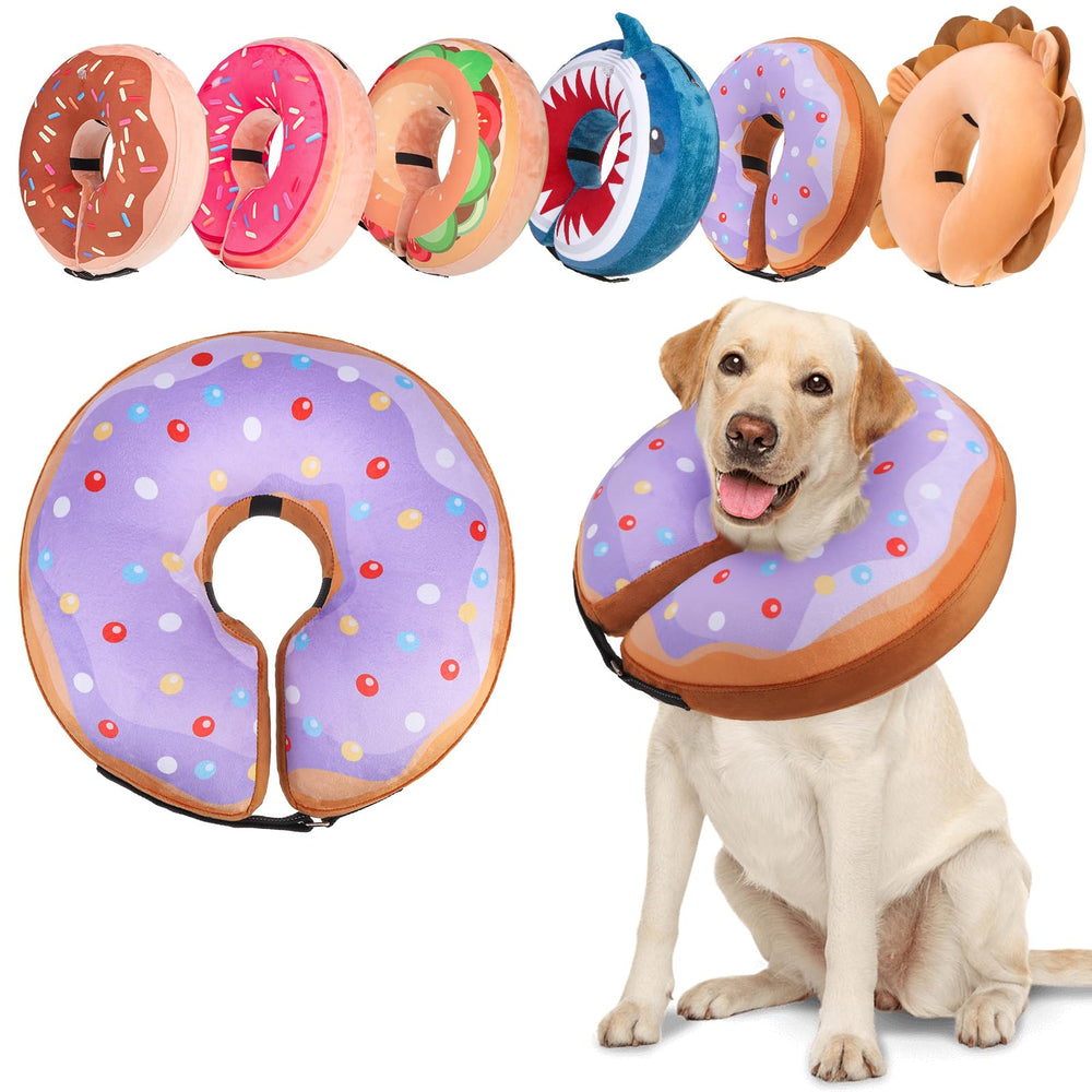 BEAUTYZOO donut collar morado, cómodo y ajustable para perros y gatos durante la recuperación.