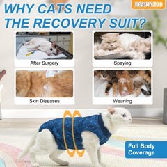 BEAUTYZOO prenda recuperación gato con cierre velcro para ajuste