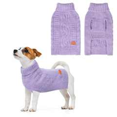 BEAUTYZOO sudadera para perro pequeño con cuello alto y tejido cable suave.