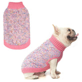 BEAUTYZOO sudadera de punto para perro pequeño con bloques de color y puntos rosa, cómodo en días fríos