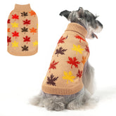 BEAUTYZOO suéter otoñal con hoja de arce para perros pequeños, calidez y estilo en khaki