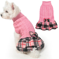 BEAUTYZOO Vestido suéter para perrita con cuello alto, ideal para días fríos