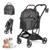 BEBEROAD PETS T3 coche plegable con capota 180° para mascotas pequeñas.