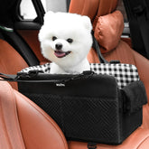 Asiento consola Becivi para perro pequeño, viaje cómodo y seguro.
