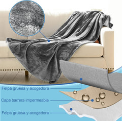 Manta franela gris estrellado Bedding Aid, textura acogedora para sala de estar.