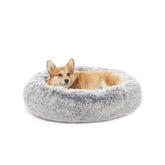 Bedfolks cama redonda en forma de dona, vista frontal para perro mediano y descanso cómodo